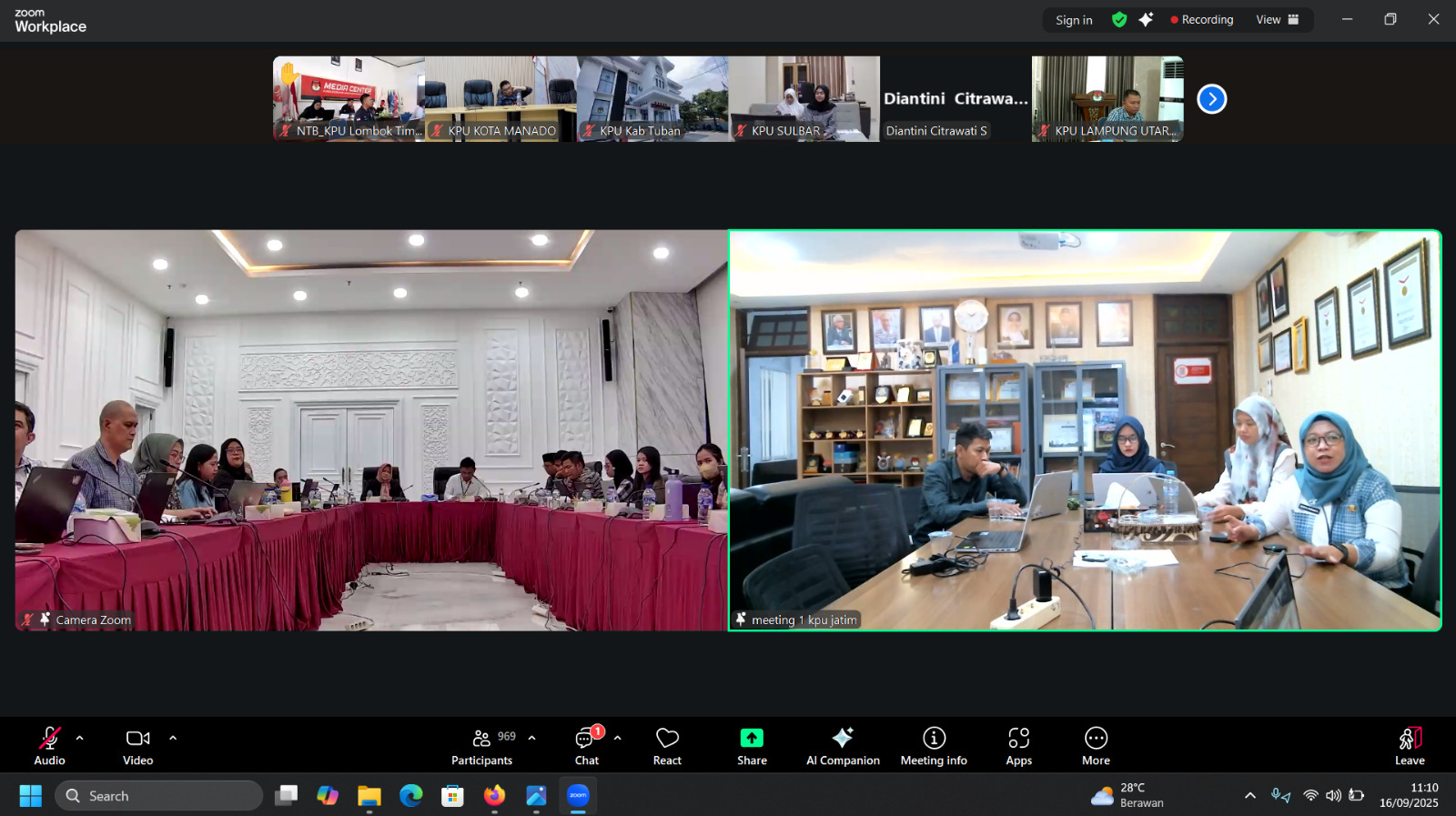 Bimtek SAKIP KPU Kota Manado Via Zoom Meeting